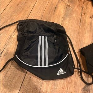 Adidas Black and White Drawstring Backpack